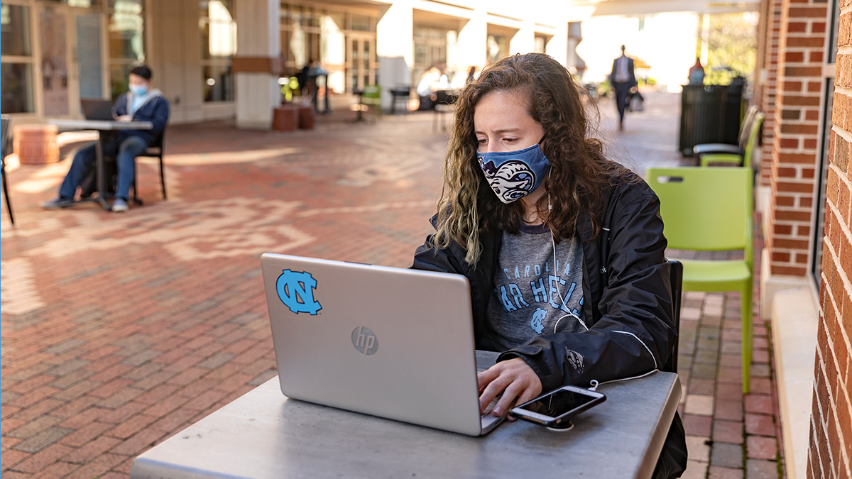 Students studying outside at UNC